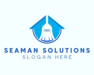 Home Clean Broom Sweeper logo design