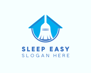 Home Clean Broom Sweeper logo design