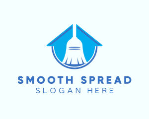 Home Clean Broom Sweeper logo design