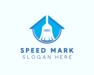 Home Clean Broom Sweeper logo design