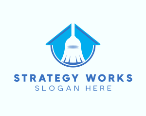 Home Clean Broom Sweeper logo design