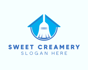 Home Clean Broom Sweeper logo design