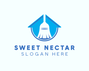 Home Clean Broom Sweeper logo design