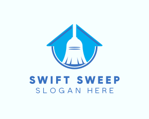 Broom - Home Clean Broom Sweeper logo design