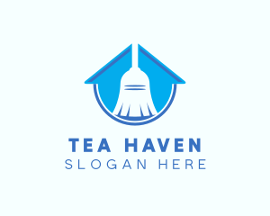 Home Clean Broom Sweeper logo design