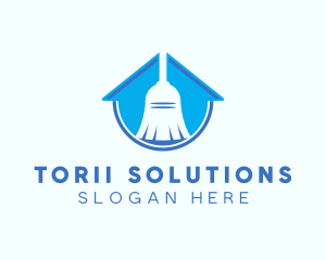 Home Clean Broom Sweeper logo design