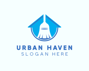 Home Clean Broom Sweeper logo design