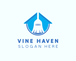 Home Clean Broom Sweeper logo design