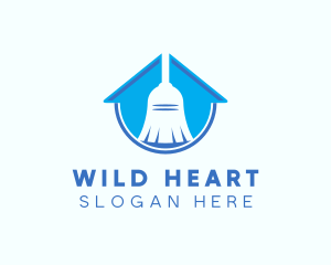 House Clean Broom Sweeper logo design