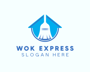 Home Clean Broom Sweeper logo design