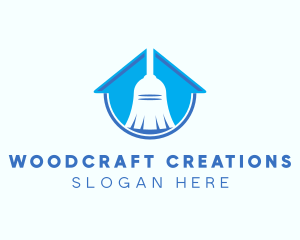 Home Clean Broom Sweeper logo design