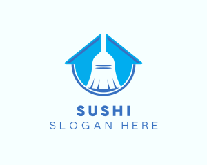 Home Clean Broom Sweeper logo design