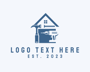 Home Builder - Drill Hammer Construction Tools logo design