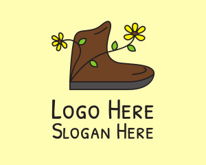 Flower Boot Shoe  logo design