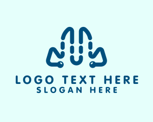 Fg - Digital Blue Letter M logo design
