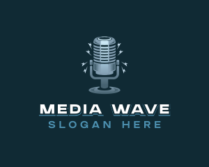 Broadcast - Microphone Radio Broadcast logo design