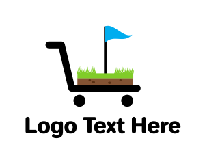 Trolley - Golf Cart Flag logo design