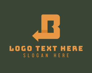 Backward - Orange Left Arrow Letter B logo design