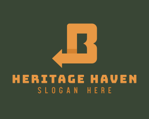 History - Orange Left Arrow Letter B logo design