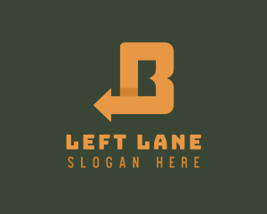 Left - Orange Left Arrow Letter B logo design