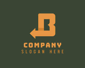 Signage - Orange Left Arrow Letter B logo design