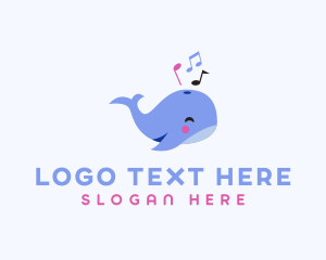 Musical Notes - Musical Whale Animal logo design
