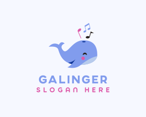 Musical Whale Animal logo design