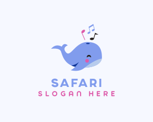 Kids - Musical Whale Animal logo design