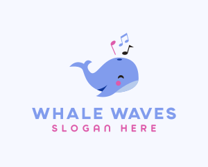 Musical Whale Animal logo design