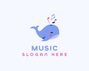 Musical Whale Animal logo design