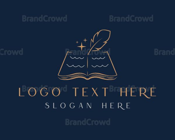 Book Quill Pen Writing Logo