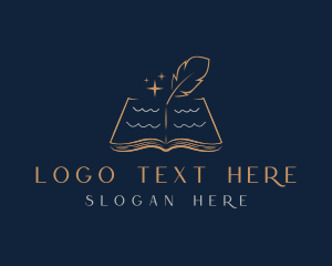 Poem - Book Quill Pen Writing logo design