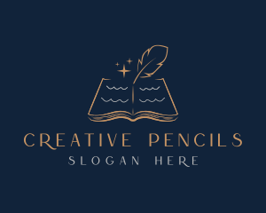 Book Quill Pen Writing logo design