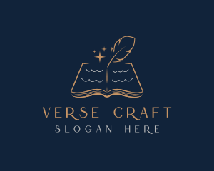 Poem - Book Quill Pen Writing logo design