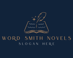 Novelist - Book Quill Pen Writing logo design