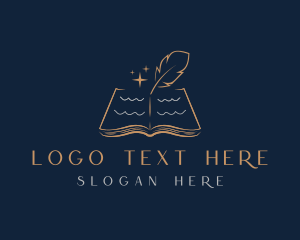 Book Quill Pen Writing Logo