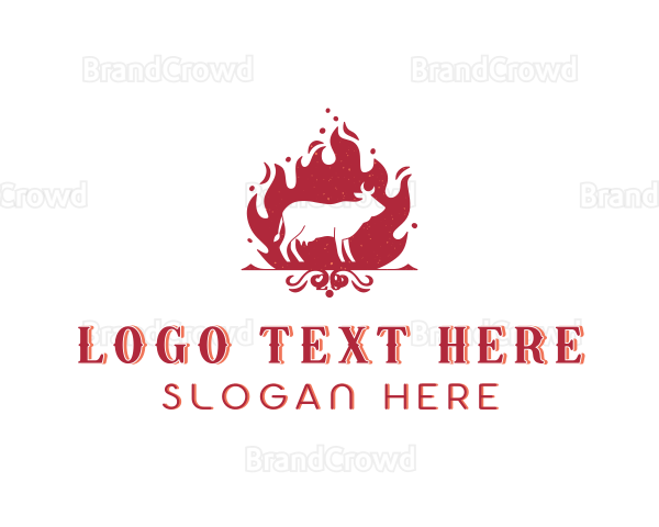 Beef Barbecue Flame Logo