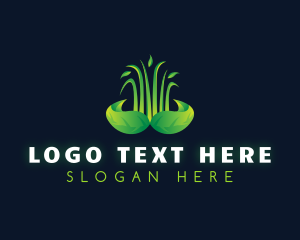 Vegan - Grass Leaf Landscape logo design