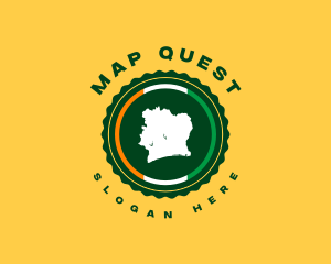 Cote d'Ivoire Map Geography logo design