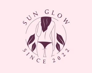 Tanning - Bikini Topless Woman logo design