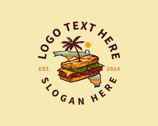 Map - Florida Cuban Sandwich Snack logo design