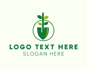 Trowel - Shovel Branch Leaves logo design