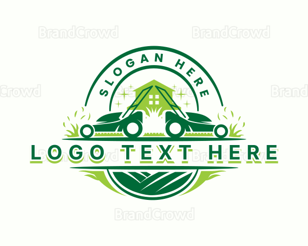 Home Lawn Mower Gardening Logo