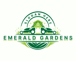 Home Lawn Mower Gardening logo design