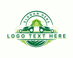 Home Lawn Mower Gardening Logo