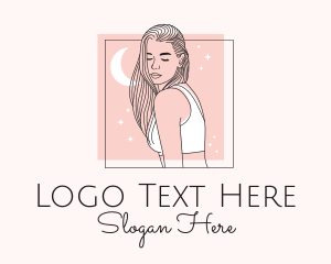 Relaxed - Aesthetic Woman Moon logo design