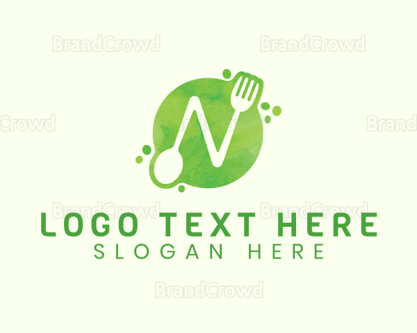 Food Spoon Fork Restaurant Letter N Logo