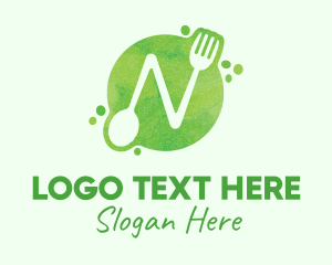 Food Spoon Fork Restaurant Letter N Logo