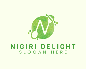 Food Spoon Fork Restaurant Letter N logo design