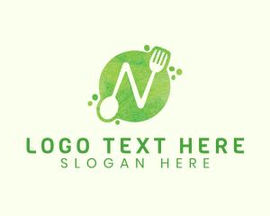 Food Spoon Fork Restaurant Letter N Logo